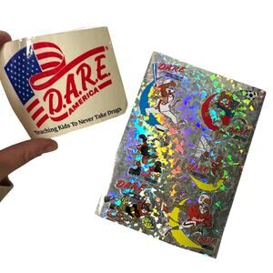 Vintage 1997 D.A.R.E. To Resist Drugs & Violence Holographic Sticker Set